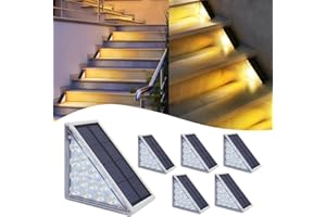 Gobesty 6 Pack Solar Step Lights, Solar Stair Lights Outdoor Waterproof, Solars Deck Light, 13 LED Beads for Increased Brightness, Outdoor Steps Light for Stairs, Fence and Pathway,Warm White