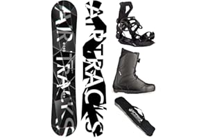AIRTRACKS Snowboard Set /Pack/ Planche Refractions Game Extra Wide + Fixations Master + Chaussures + SB Sac / 155 159 165 168 171 cm cm