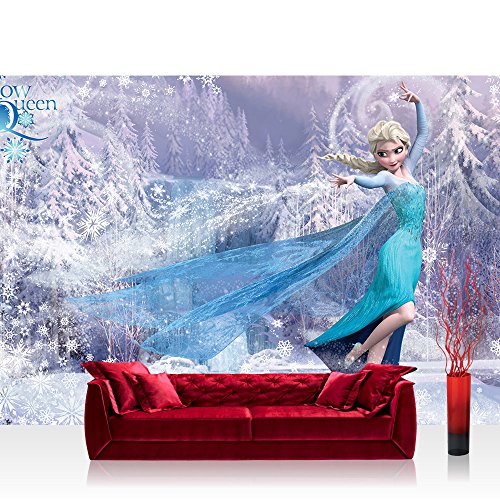 Fototapete 368x254 cm PREMIUM Wand Foto Tapete Wand Bild Papiertapete - Disney Tapete Die Eiskönigin Frozen Eiskönigin Elsa Anna Kindertapete blau - no. 2766