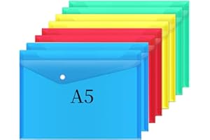 OJUSSA Plastic Wallets A5 Folders 8Pcs File Folder Assorted Colours Document Folders with Button
