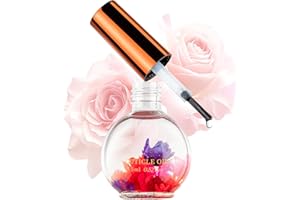 JIASHENG Cuticle Oil, Nail Oil Infused with Real Flowers, 15 ML Hydrates, Moisturizes, Strengthens, Repairs, Revitalizing for Nails Damage Dry Cuticle, Nail Treatment, Rose