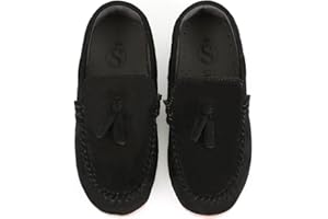 SIRRI Boys Faux Suede Slip On Loafer Wedding Classic Smart Casual Moccasin Flat Shoes