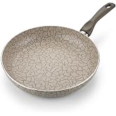 Papilla Maxi Tava - İ&ccedil; ve Dış Beyaz Bronz Magma (Kır&ccedil;ıllı) Yanmaz Yapışmaz Aile Boyu Pişirme Tavası 30 cm ve 26 cm