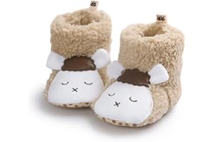 Asudaro Baby Winter Lauflernschuhe Schneestiefel Infant Weiche Stoffschuhe Krabbelschuhe Baumwolle Babysocken für Neugeborenes Mädchen Jungen Schafe Braun 12-18 Monate