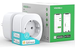 VOCOlinc Enchufe Inteligente WiFi, Compatible con HomeKit, Alexa y Google Home, con Monitor de Energía, Temporizador, Control de Voz, Control Remoto, No Necesita HUB, WiFi 2.4 Ghz, 1 Pack (2 Pack)