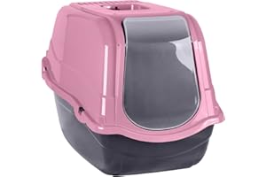 Rammento Cat Tray Large Hooded Cat Toilet High Side Filter Box Pink Loo With Flap