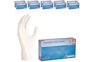 1000x ARNOMED® Guanti nitrile S Bianco, Guanti monouso senza polvere e lattice, Guanti plastica usa e getta dermanytril, Per cucina, pulizia casa, alimenti e tattoo XS, S, M, L, XL