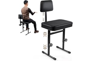 MoyRetty Adjustable Piano Bench with Back, Keyboard with Backrest, Adjust Height Seat for Padded Cushion for Musicians Piano Stool Chair Black