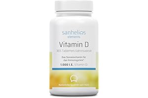 Sanhelios Sonnenvitamin D - 1000 I.E. Vitamin D3 - Unterstützt Knochen, Zähne, Muskeln und Immunsystem* - 365 Microtabletten 