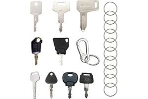 UYUYong 9Pcs Lgnition Starter Key Set Agricultural Vehicle Spare Keys with Key Ring Excavator Machinery Key for Caterpillar Hitachi Kobelco Komatsu Kubota Digger Tractor Dozer Roller