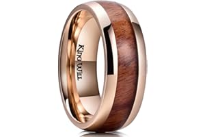 King Will NATURE 8mm Black/Silver Titanium Ring with Wood Inlay/Wood Inner Hole Wedding Band Ring for Men