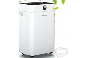 HUMSURE Dehumidifier 25L, Dehumidifiers for Home with 24 Hour Timer, Auto Defrost, Ionizer, Continuous Drainage Dehumidifier for Bedroom Basements Bathroom