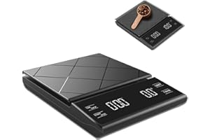 Nizirioo Bilancia da caffè digitale con timer: bilancia da cucina ricaricabile USB, multifunzione digitale da cucina con timer da 3 kg/0,1 g per preparare, bilancia da cucina con touch screen a LED