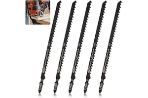 Hojas de sierra de calar T744D SRLWMYI 5 piezas Acero de alto carbono 180 mm Corte rápido Vástago en T, para Madera blanda Materiales gruesos Tubos de plástico, compatible con Bosch Metabo etc