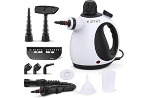 KOITAT Portable Hand Held steamers for cleaning house, Home Multi Purpose - 10-Piece Accessory Kit Sofa, Carpets, Upholstery, Floor, Bathroom, Car, Mattress and More-Steam Cleaners, White (FSC-SC307)