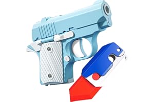 BLOOOK Fidget Toy,Antistress Pistola Giocattolo,Stimming Toys,Cubo Anti Stress Gadget,Regali Fidget Slider per Adulti e Bambini da Scrivania,Ideale per Ansia, ADHDs, OCD e Autismo (Blu Bianco)