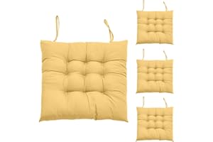 Hengrongshen 4 cojines para silla de cúrcuma, 40 x 40 cm, con lazos, para exterior e interior, para silla de oficina, balcón, cojín de asiento