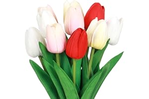 VaryFloral 10 Pezzi Tulipani Finti Multicolore Tulipani Artificiali Realistici Fiori Finti per Decorazioni Mazzo di Fiori Fiori Decorativi Fiori Finti per Decorazioni per la Casa Matrimonio Giardino