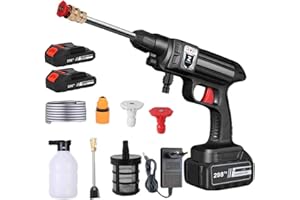 SOMEDY Akku Hochdruckreiniger, 21V Max 30Bar Mobiler Hochdruckreiniger mit 2X 6000mAh Akkus, Tragbarer Hochdruckreiniger für Auto, Terrasse, Fenster, Rasen, Pool (Schwarz Mit 2X 6000mAh Akku)