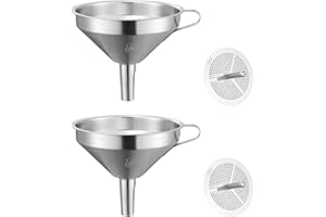 Orssmigs 2 Piezas Embudo Cocina, Embudo Acero Inoxidable, Embudo con Colador Filtro de Embudo Metal para Filtrar Líquidos (11 cm)