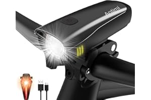 ‎ANTIMI Antimi LED Fahrradlicht Set [Neueste Modell],USB Wiederaufladbar Fahrradlichter Fahrradlampe Set, IPX5 Wasserdicht Frontlicht & Rücklicht Lampenset mit 2600mAh Li-ion Akku