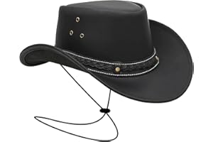 BRANDSLOCK Leather Cowboy Hat for Men Women Lightweight Handcrafted Shapeable Wide Brim Durable Western Cowgirl Outback Hat