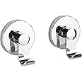 WENKO Vacuum-Loc® Irun Hook Set, Set of 2 Wall Hooks, Towel Hooks for Kitchen, Bathroom & the Entire Household, Attachment No Drilling, Hanging for Bathroom Towels, Scarves & Towels, Each 6 x 7 x 5