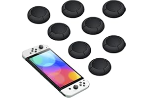 FENGRUI 4 Pairs Replacement Button Caps for Switch Joycon,Silicone Joystick Thumb Stick Caps for Nintendo - Switch Thumb Grips - Controller Black Grip Covers - Easy Installation, Enhanced Gaming Experience