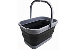 SAMMART Cubo práctico rectangular y plegable de 12 L (1, gris/negro)