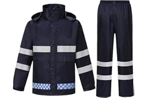 Btmpmcs Uomo Impermeabile per attività all'aperto con Striscia Riflettente Sicura Leggero Impermeabile Antivento con Cappuccio e Pioggia Tuta Antipioggia Ultra-lite