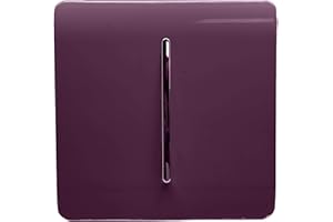 TRENDI SWITCH Trendi 1 Gang 2 Way 240V Screwless Raised Front Plate Plastic Artistic Modern Glossy 10 Amp Chrome Rocker Single Electrical Wall Light Switch Plum Purple - ART-SS2PL
