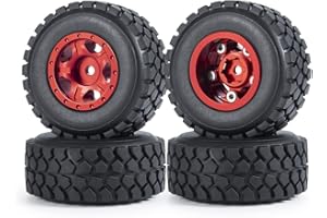 ZuoLan 1/24 RC Räder und Reifen Set 1.0 Micro Beadlock Felgen 54 mm Gummireifen mit Schaumstoffeinsatz für Axial SCX24 AXI90081 Riegel C10 CRC Bronco (rot)