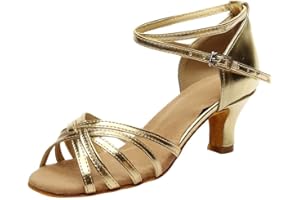 CELUCKE SANDALETTE Damen Tanzschuhe Standard & Latein Salsa Tango Schuhe Party Hochzeit Weiche Sohle Sandalen Celucke