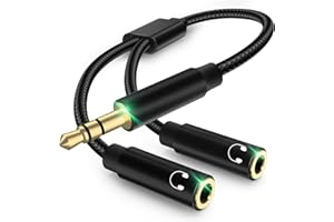 IACGNEFEIX Sdoppiatore Cuffie, Adattatore Cuffie Audio Splitter Jack 3,5mm Maschio a 2 Femmina Splitter Adattatore per cuffie per Samsung, Smartphone, Cuffie, Altoparlanti, PS4, Switch, Tablet, PC