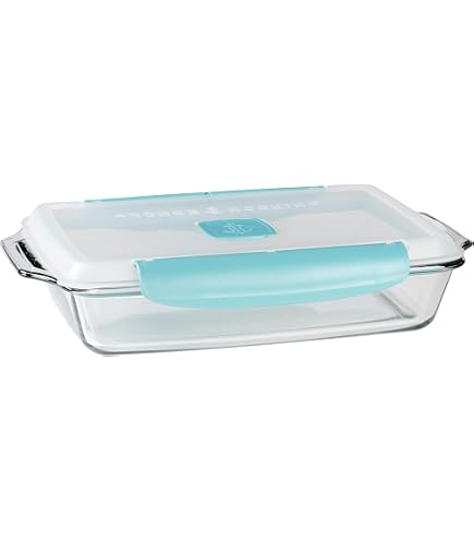 Anchor Hocking Backform Aus Glas Mit Blauem Deckel – 11 Tassen Fassungsvermögen, Zum Backen, Aufwärmen & Aufbewahren