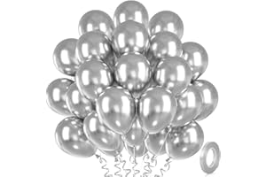 MONTRESTAR Luftballons Metallic Silber, 30 Stück Metallisches Chrom Silber Luftballon Set, Silberne Helium Ballon für Geburtstag Baby Hochzeit Shower Schulfeier Neujahr Silvester Graduierung Babyparty