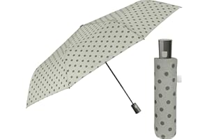 PERLETTI Parapluie Femme Pliant Automatique Motif Rayé Pois Fleur - Ombrelle Dame Incassable Compact Anti Retournement - Parapluie Mini Petit Pliable - Diamètre 96 cm