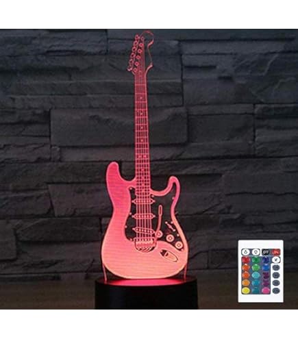 Dinohhi 3D Guitare LED Lampe Art Déco Lampe Lumières LED