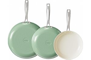 Redchef Poêles en céramique sans téflon, à induction, sans ptfe et pfoa, 20/24/28 cm, convient à tous les types de feux, passe au four, passe au lave-vaisselle (vert)
