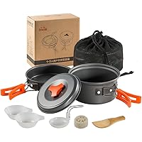 SKYSPER Camping Kochgeschirr Set 8-teiliges Outdoor Kochgeschirr Tragbar Camping Geschirr Set Aluminium Campinggeschirr…