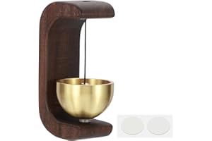 ‎PATIKIL PATIKIL Ladenklingel, Holztürklingel Hängende Magnetische Türklingel Glöckchen Metalltürklingel mit Selbstklebendem für Türöffnung Geschäft, Braun, C-Form