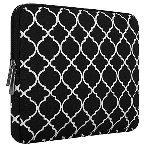 MOSISO Quatrefoil Stil Canvas Gewebe Laptop Hülle Sleeve Tasche nur für neues MacBook 12 Zoll mit Retina Display mit einem kleinen Fall, Schwarz - 2