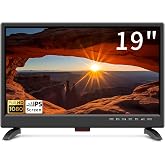 19 inch LED TV,Small tv with Digital T2 Tuner Freeview Receive,HDMI USB and RCA VGA inputs,12V car cable/AC for Campervan,bed