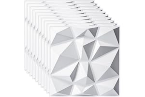 3D Wall Panels (10PCS), 30CM/11.8" x 30CM/11.8" PVC Waterproof Wall Panel Diamond Textured Modern Decor Wall Tiles Accent Wall Panels for Living Room Bedroom Hotel Office, Coving 9.7 Sq.Ft(Matt White)