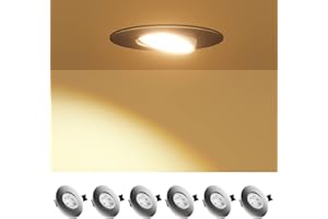 ‎ADDLON addlon 6er Set LED Einbaustrahler Dimmbar, 36°Schwenkbar LED Spot 230V Dimmbar Einbauspots IP44 Bad Einbauleuchten 5W 450lm Warmweiß 3000K Deckenspots für Badezimmer Küche Wohnzimmer, Loch 75mm-80mm