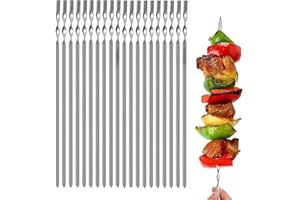 WJIAEER WJI 20 Pinchos de Barbacoa de Acero Inoxidable,30cm Pincho de Barbacoa,Pinchos de Barbacoa de Metal,Pinchos de Barbacoa Reutilizables Accesorios de Barbacoa