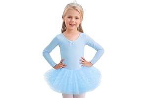 Aiseyi Langarm Mädchen Ballettkleidung Balettkleider balletttrikot mit rock Baumwolle Ballettanzug Ballettkleid Ballett Tütü Tanzkleid