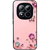 BG AKSESUAR Xiaomi Redmi Note 15 Pro ile Uyumlu &Ccedil;i&ccedil;ek Baskılı, Yumuşak Silikon, Mat Siyah, Şok Emici Koruyucu Kılıf