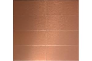 Crystiles Aluminum Peel and Stick Backsplash Panels - Splashback, Splash Back, 3"x6" Brushed Copper Kitchen Wall Decor, 80-Pack (Copper Color)