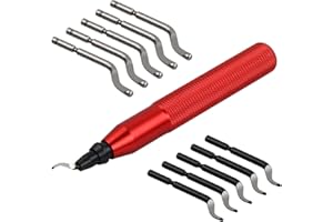 PTJJXA Narzędzie do usuwania zadziorów, metalowy uchwyt, narzędzie do usuwania zadziorów z 10 ostrzami ze stali szybkotnącej, narzędzie do ręcznego usuwania zadziorów, obracające się o 360°, narzędzie tnące